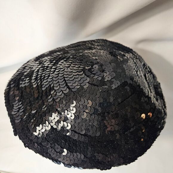 Sequin Baret Cap Hat Headpiece - Picture 6 of 6
